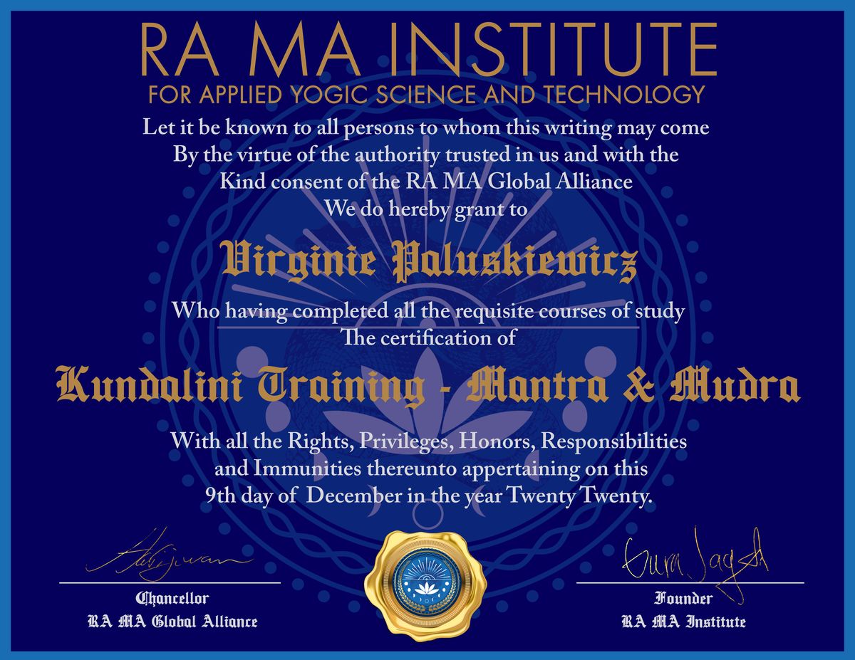 Certificat Mantra & Mudra